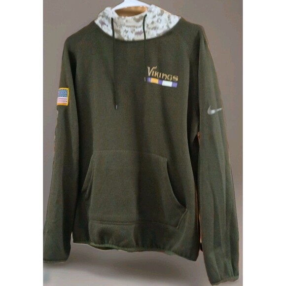 Nike NFL Salute to Service Minnesota Vikings Hoodie Women XXL Camo USA Flag Logo - Picture 1 of 9